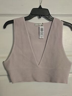 Babaton Halo Pink Ribbed V-Neck Cropped Camisole XL